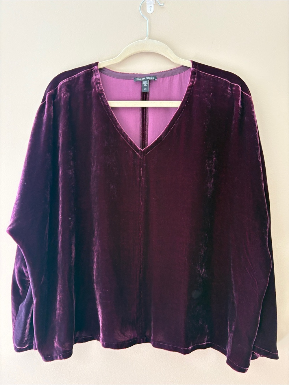 Eileen Fisher Velvet V-Neck Blouse in Wine